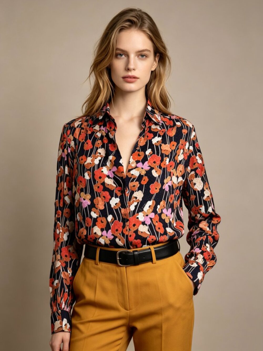 $375 NWOT See By Chloé Floral Top Blouse Shirt Long Sleeve Size 42 Button Up